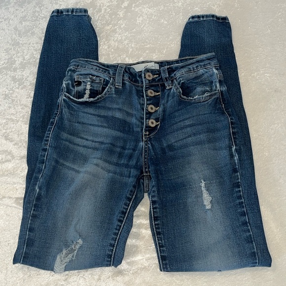KanCan Denim - Distressed Midrise Kancan Buttonfly Skinny   Jeans sz 3/25